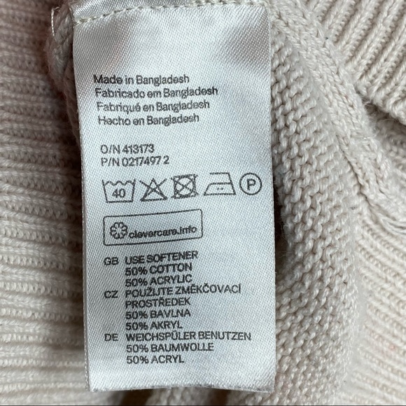 H&M Basic Cream Cotton Braided Knit Longsleeve Slim Fit Sweater [Sz Small] EUC - Picture 9 of 9